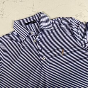 RLX Ralph Lauren Golf Polo Shirt purple  White Stripe Feather Logo Men's Medium